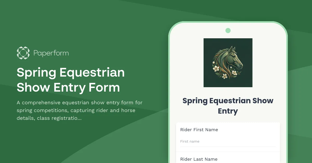 Spring Equestrian Show Entry Form