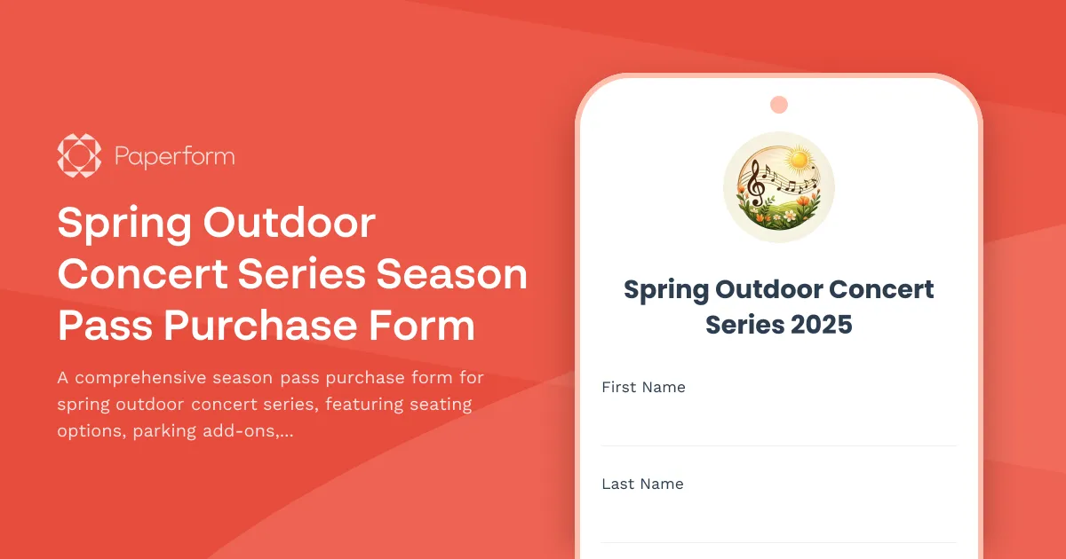 Spring Outdoor Concert Series Season Pass Purchase Form