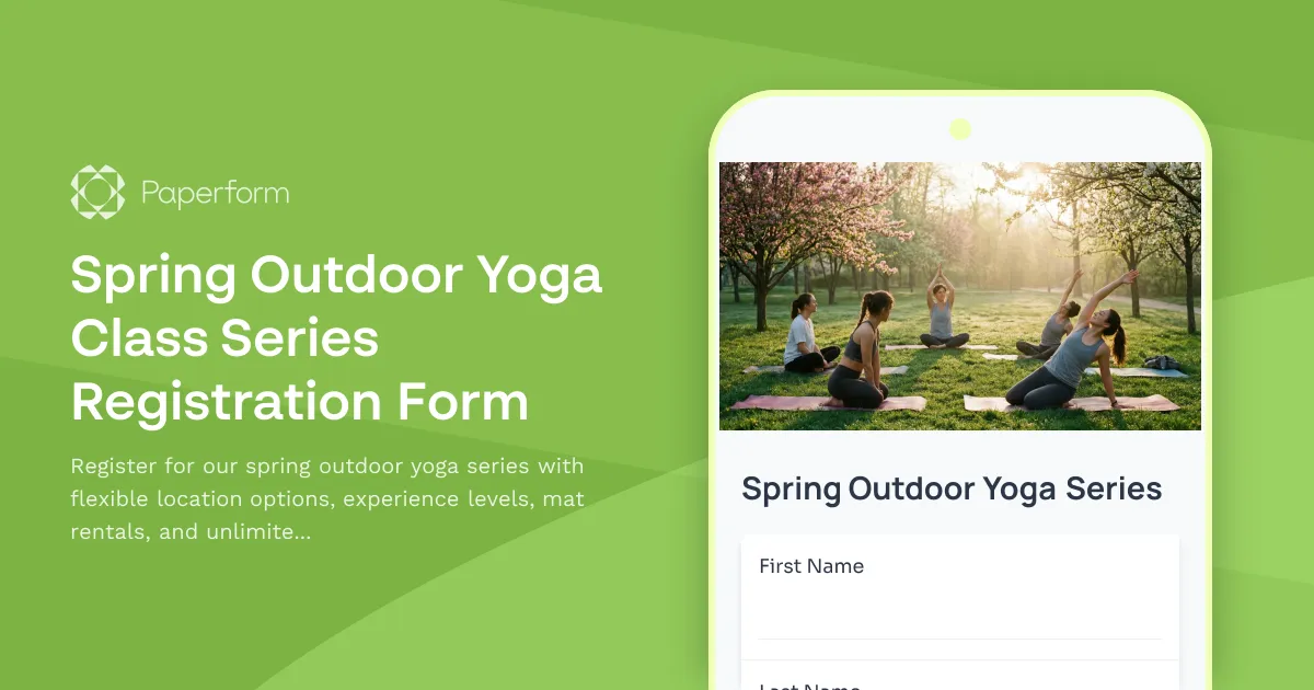 Spring Outdoor Yoga Class Series Registration Form
