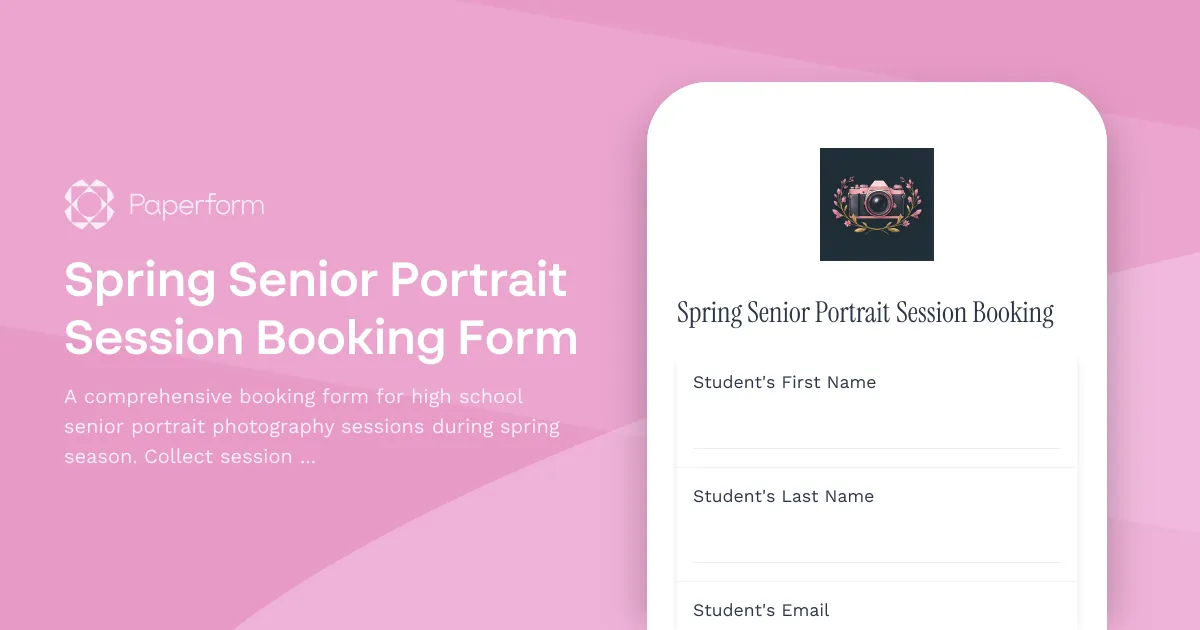 Spring Senior Portrait Session Booking Form