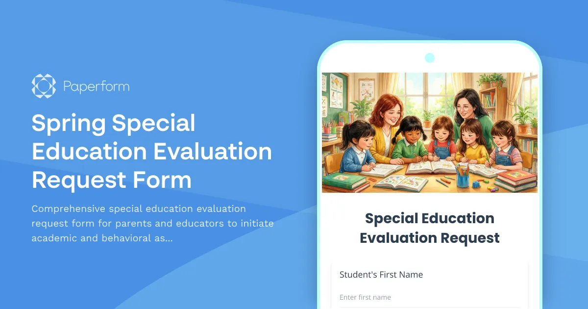 Spring Special Education Evaluation Request Form