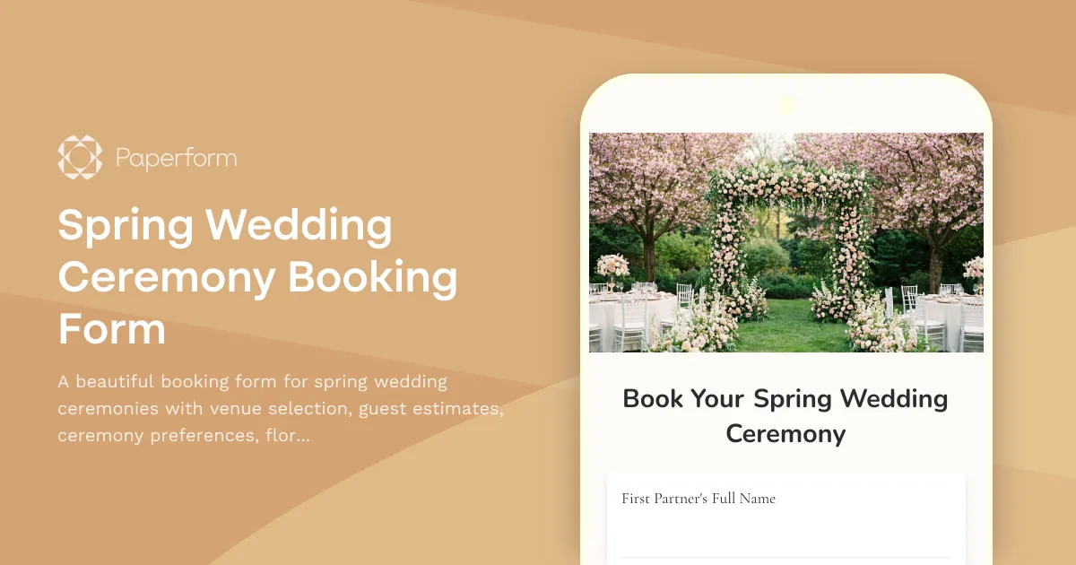 Spring Wedding Ceremony Booking Form