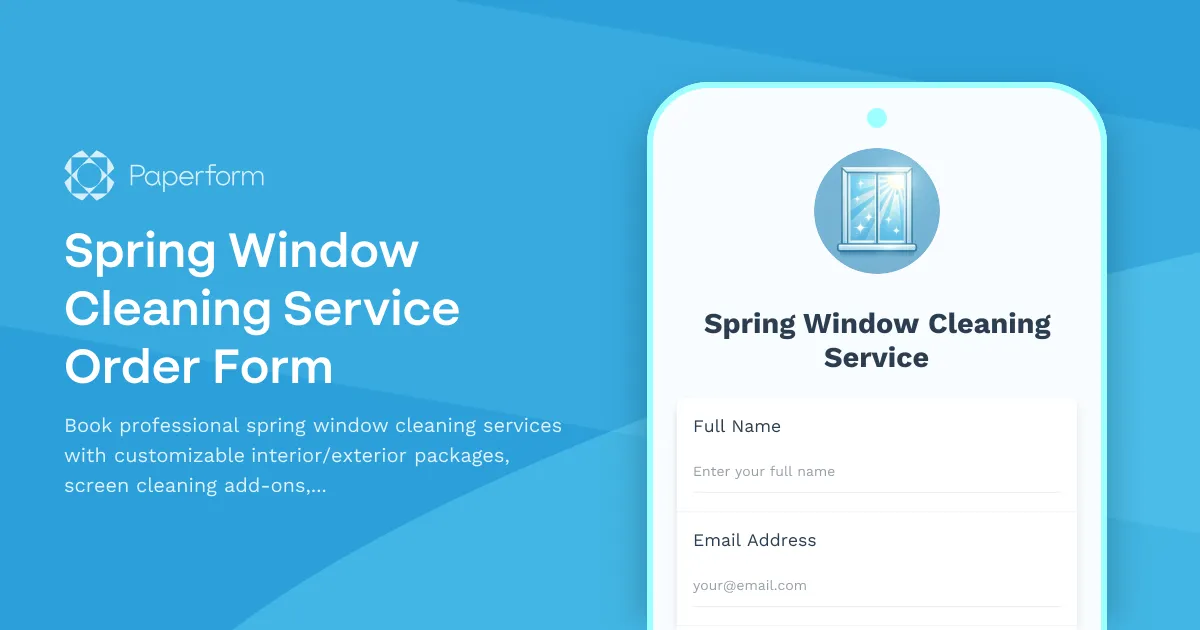 Spring Window Cleaning Service Order Form