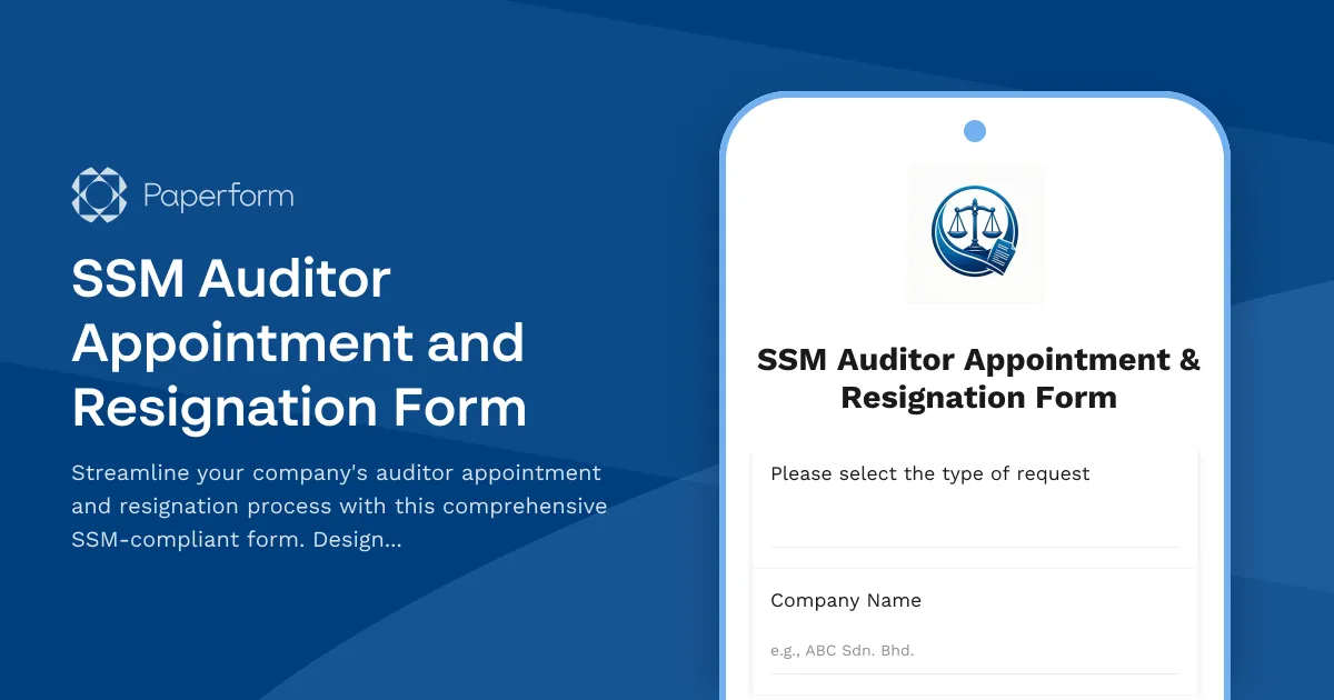 SSM Auditor Appointment and Resignation Form