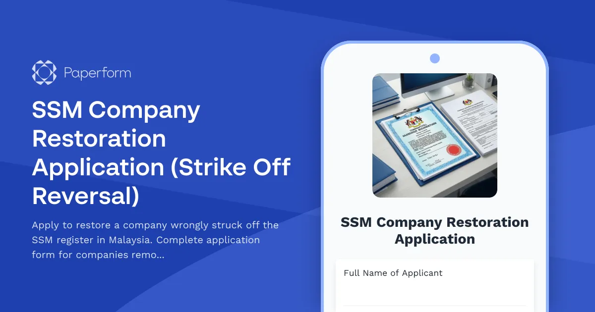 SSM Company Restoration Application (Strike Off Reversal)
