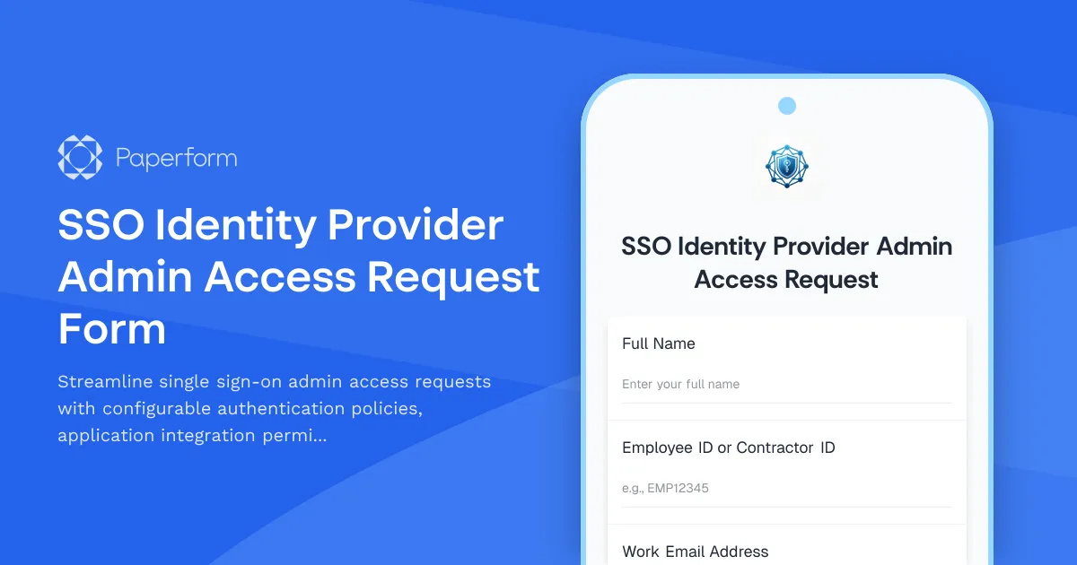 SSO Identity Provider Admin Access Request Form