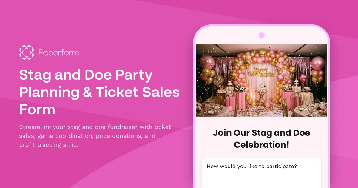 Stag and Doe Party Planning & Ticket Sales Form