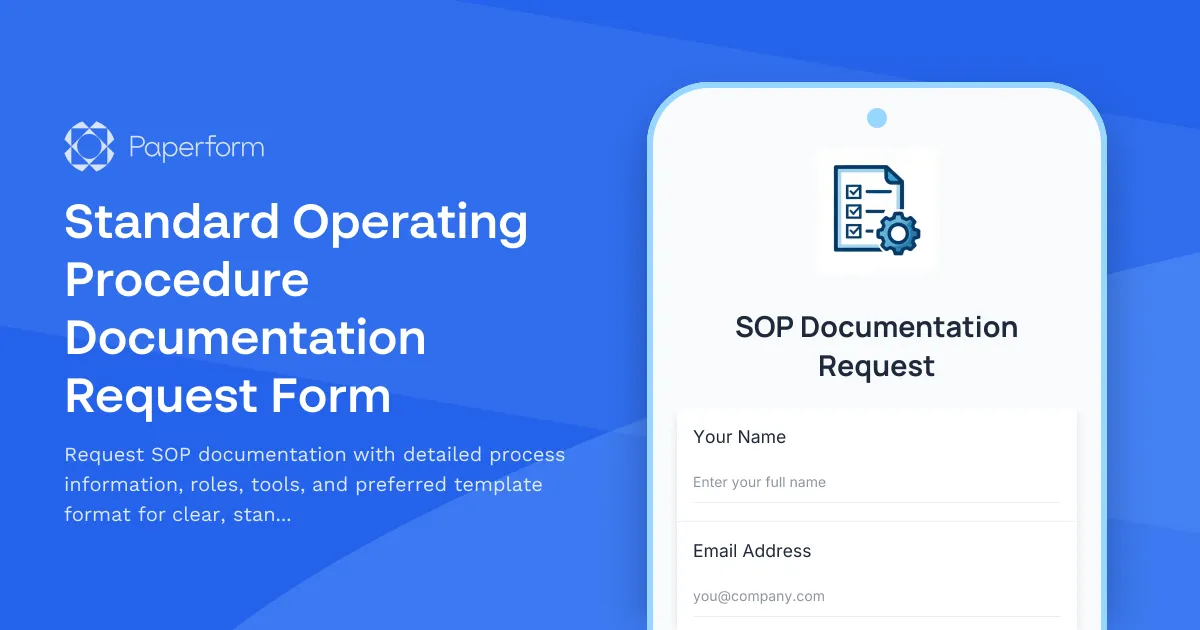 Standard Operating Procedure Documentation Request Form