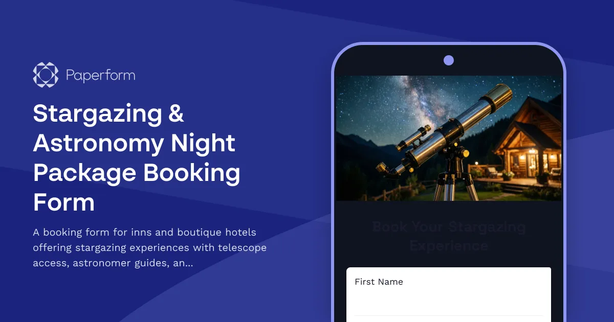Stargazing & Astronomy Night Package Booking Form