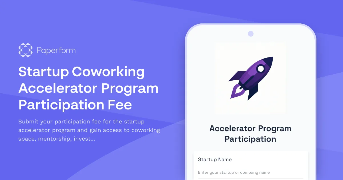 Startup Coworking Accelerator Program Participation Fee