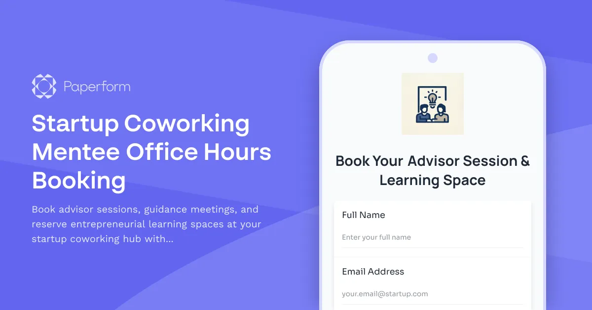 Startup Coworking Mentee Office Hours Booking