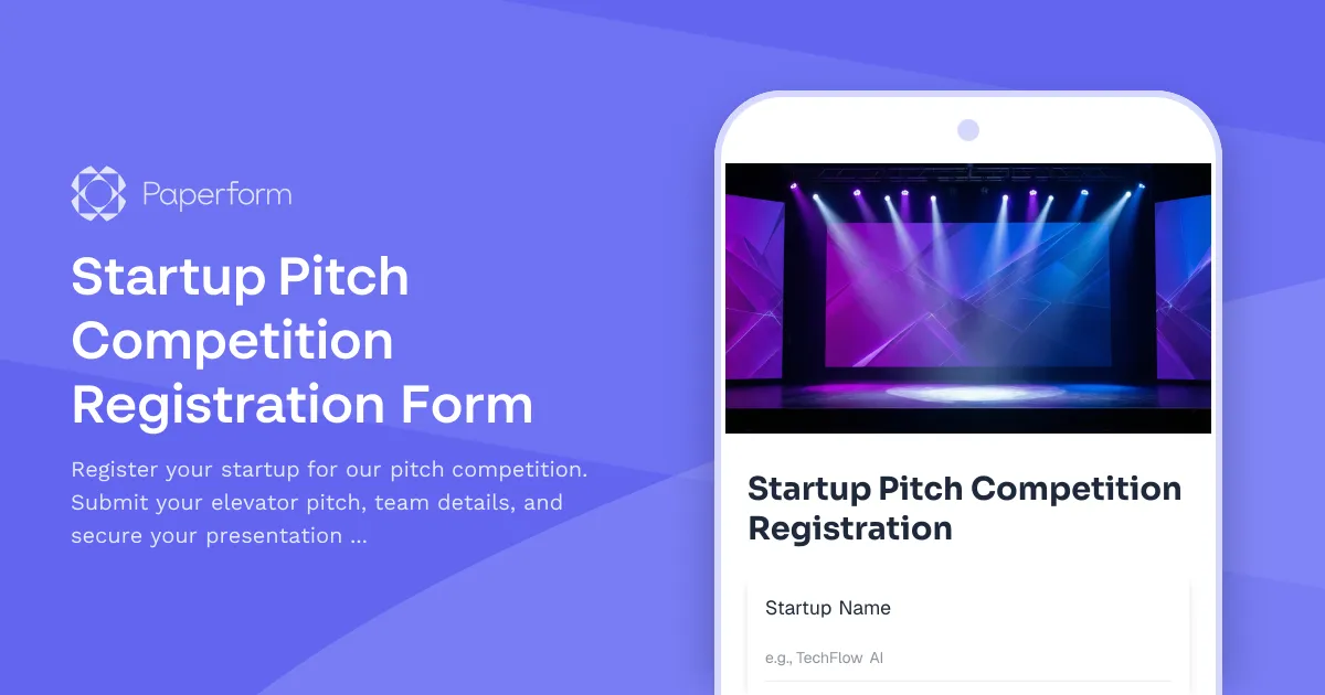 Startup Pitch Competition Registration Form