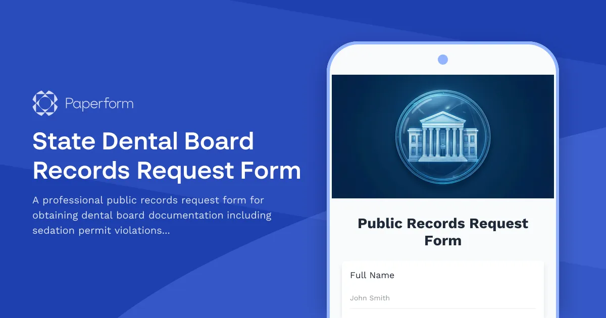 State Dental Board Records Request Form