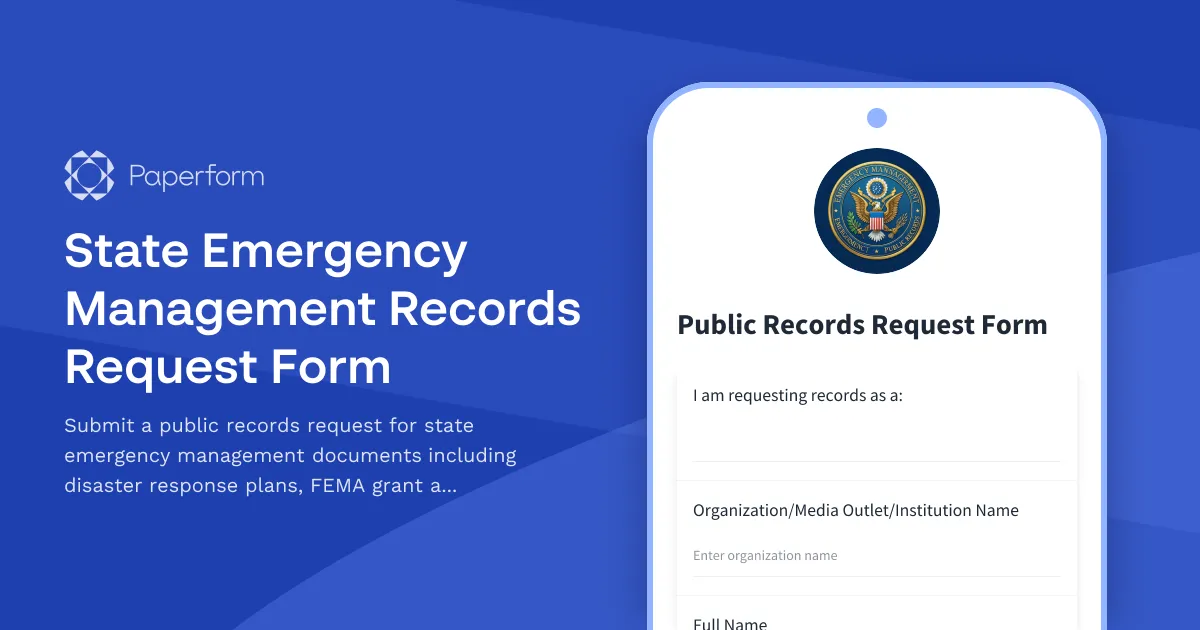 State Emergency Management Records Request Form