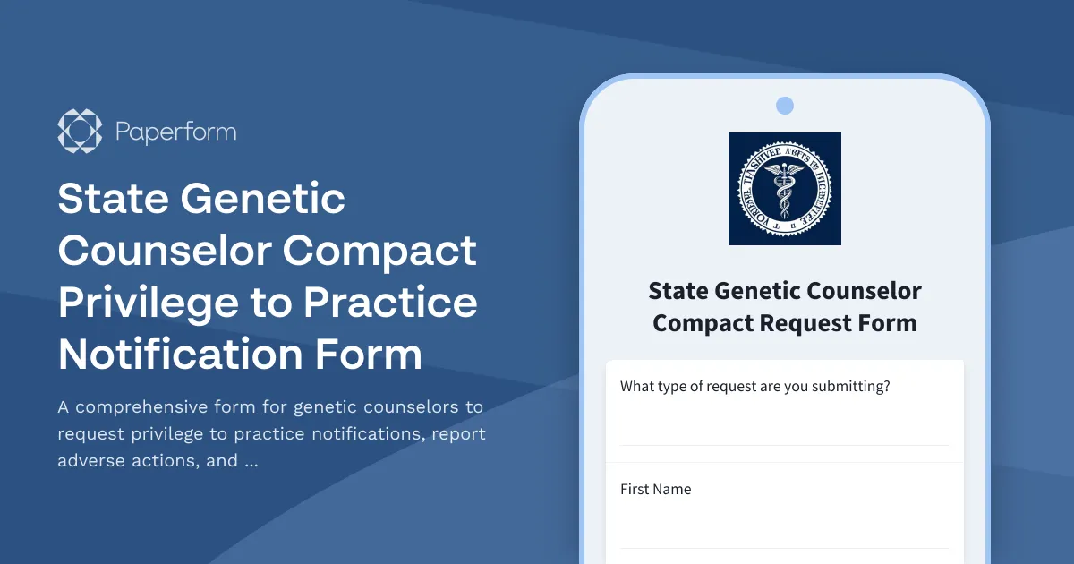 State Genetic Counselor Compact Privilege to Practice Notification Form