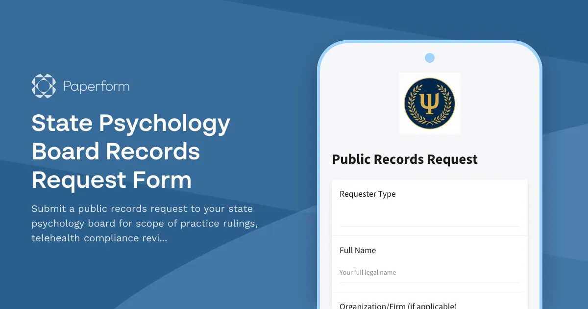 State Psychology Board Records Request Form