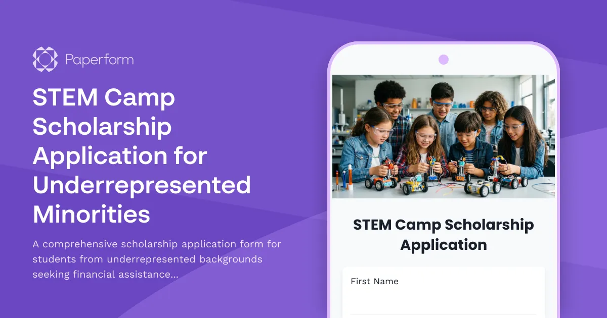 STEM Camp Scholarship Application for Underrepresented Minorities