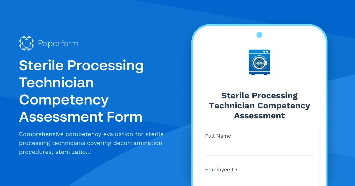 Sterile Processing Technician Competency Assessment Form