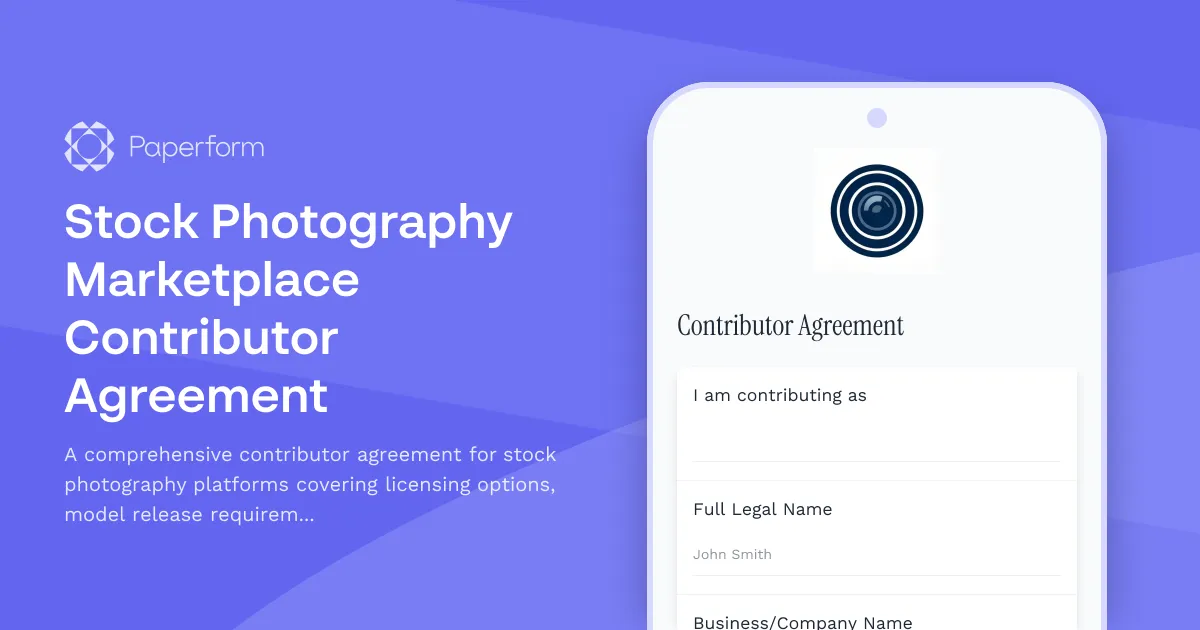 Stock Photography Marketplace Contributor Agreement