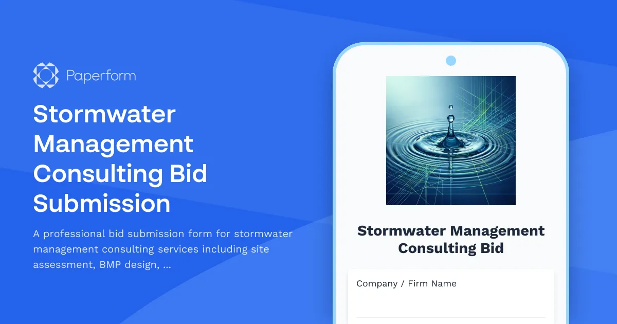 Stormwater Management Consulting Bid Submission