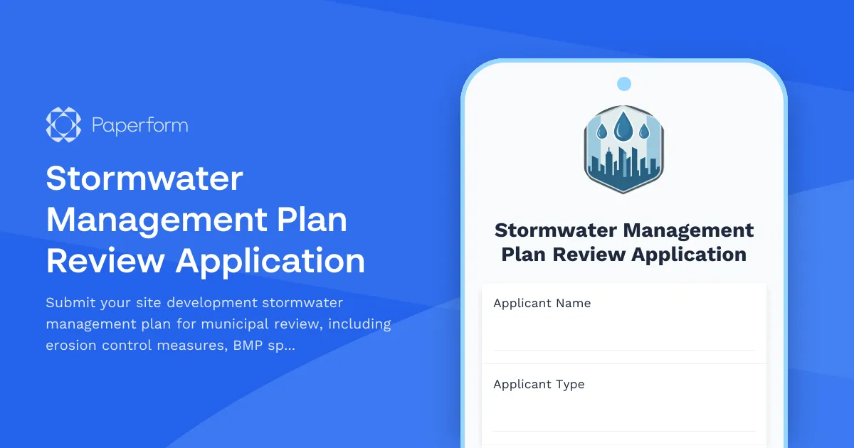 Stormwater Management Plan Review Application