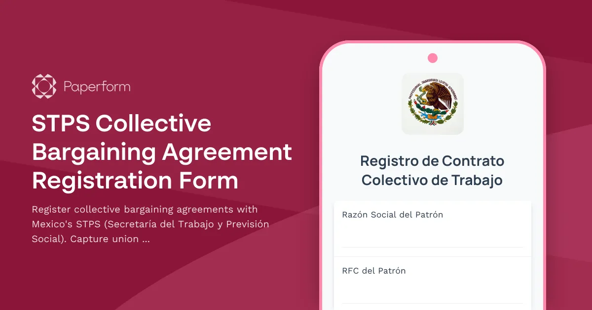 STPS Collective Bargaining Agreement Registration Form