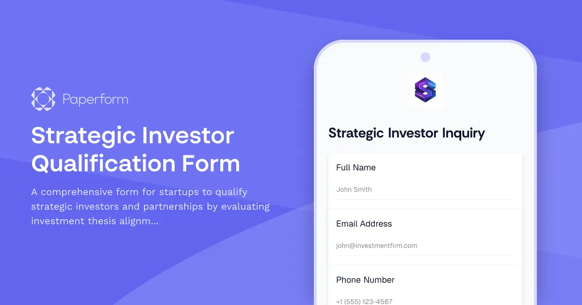 Strategic Investor Qualification Form