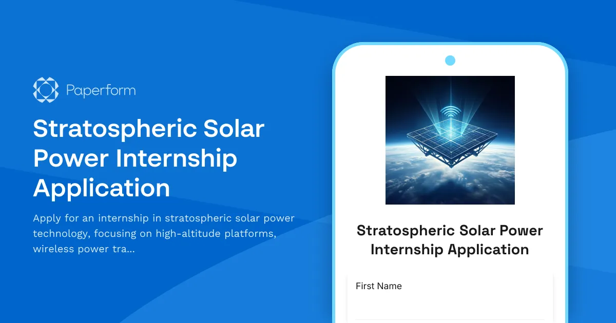 Stratospheric Solar Power Internship Application