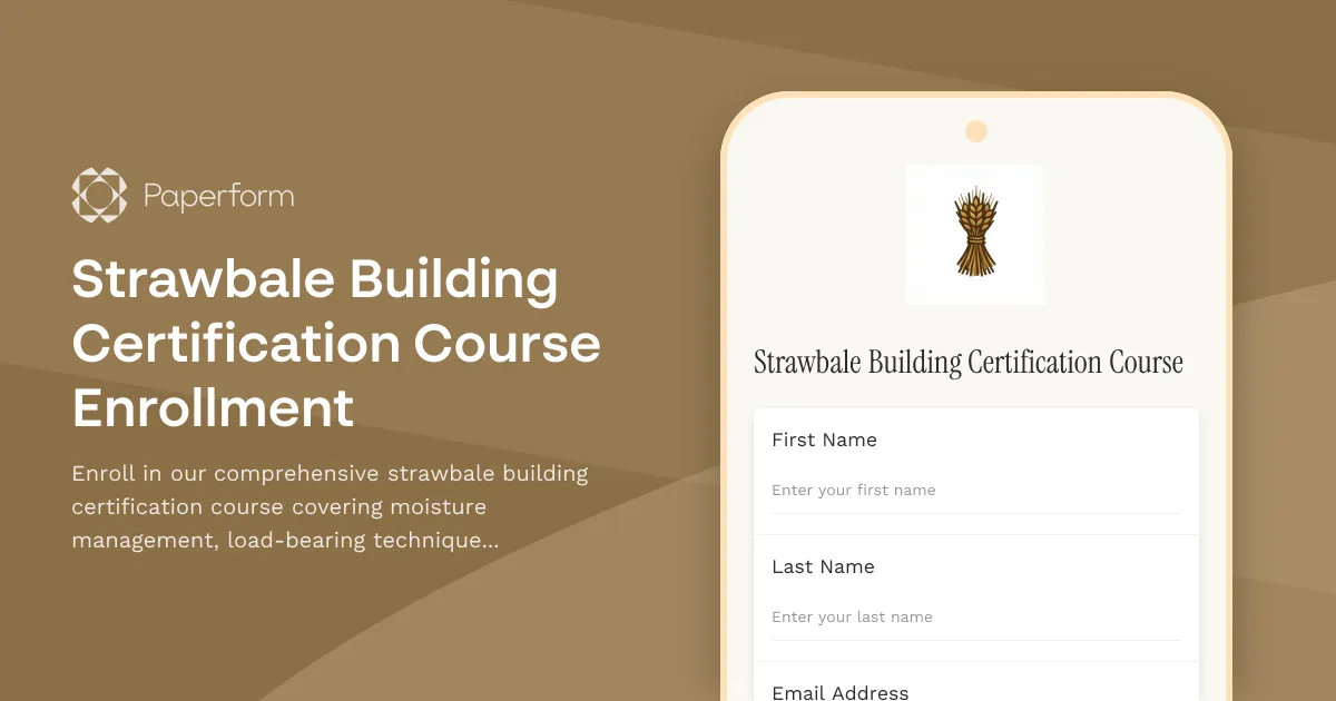 Strawbale Building Certification Course Enrollment