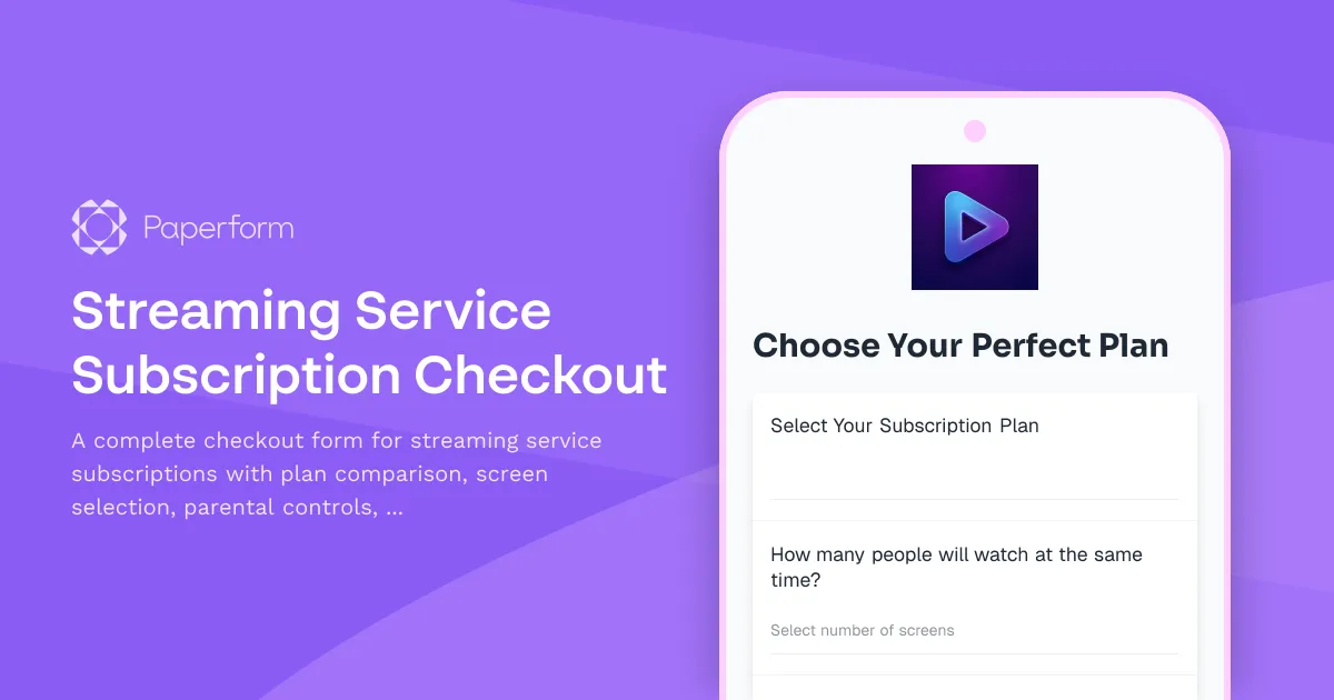 Streaming Service Subscription Checkout