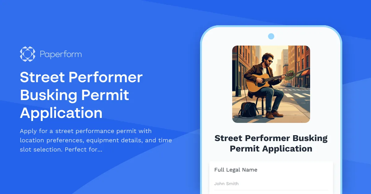 Street Performer Busking Permit Application
