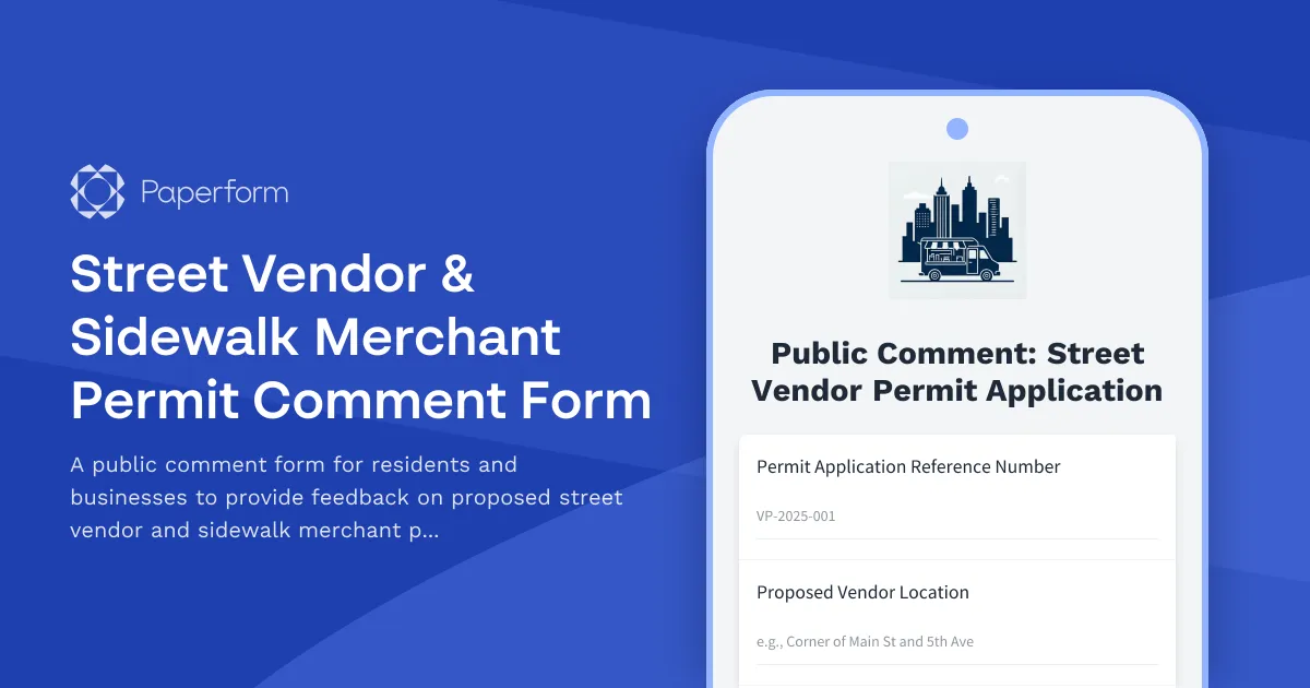 Street Vendor & Sidewalk Merchant Permit Comment Form