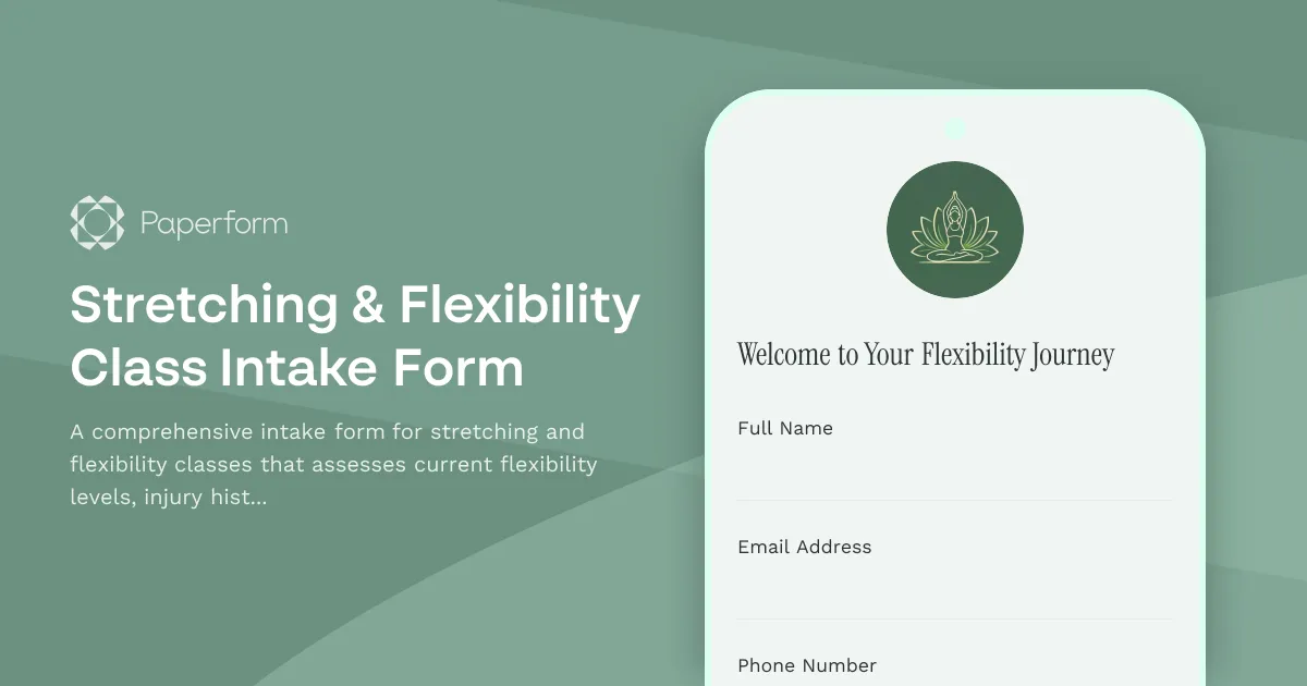 Stretching & Flexibility Class Intake Form