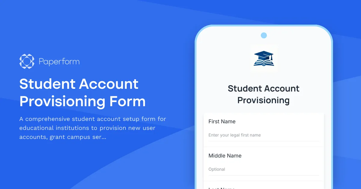 Student Account Provisioning Form