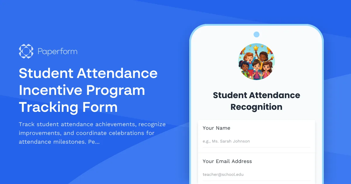 Student Attendance Incentive Program Tracking Form