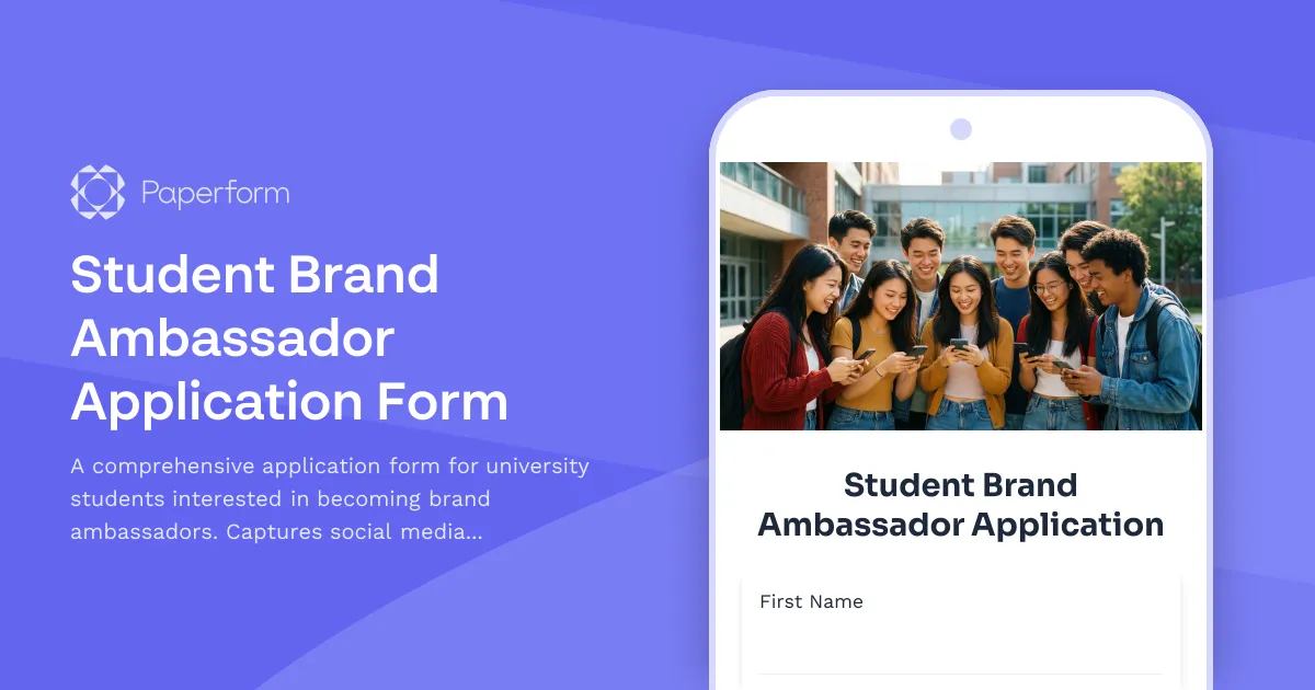 Student Brand Ambassador Application Form