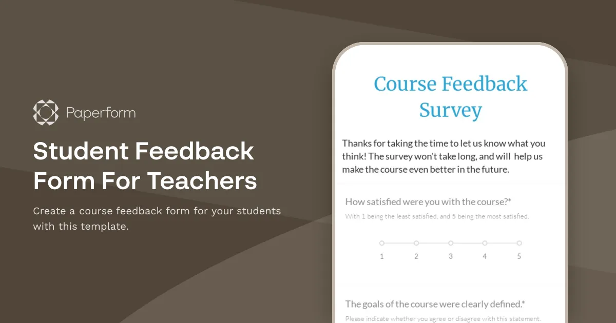 Student Feedback Form For Teachers