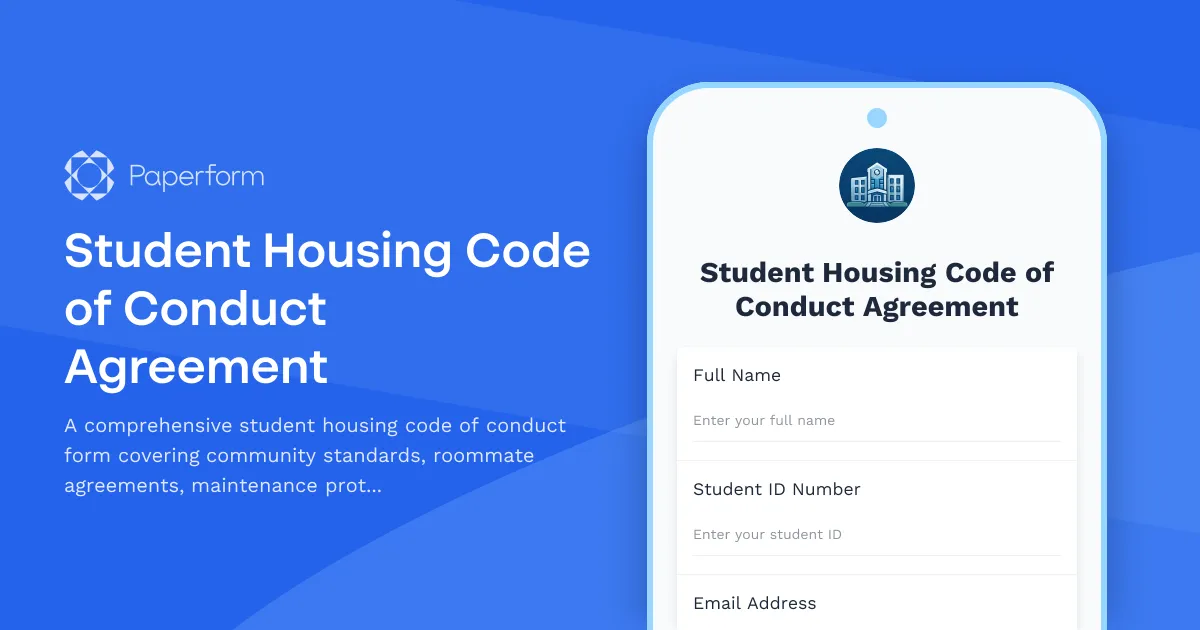 Student Housing Code of Conduct Agreement