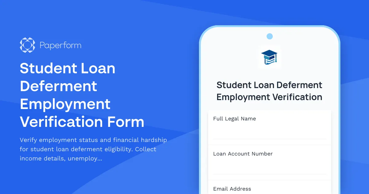 Student Loan Deferment Employment Verification Form