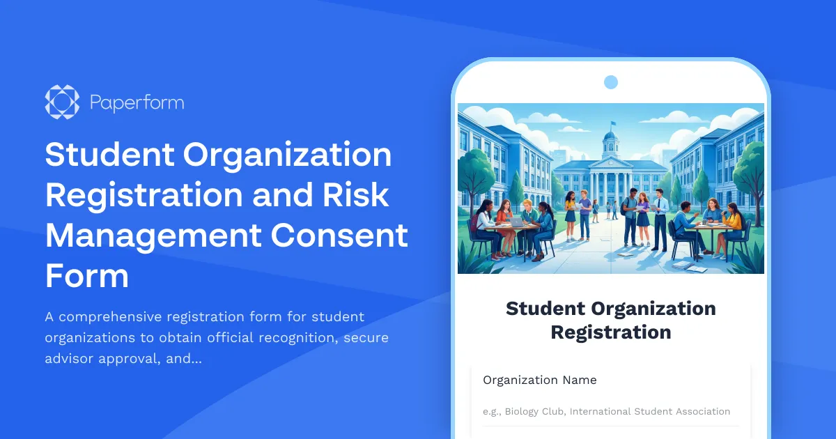 Student Organization Registration and Risk Management Consent Form