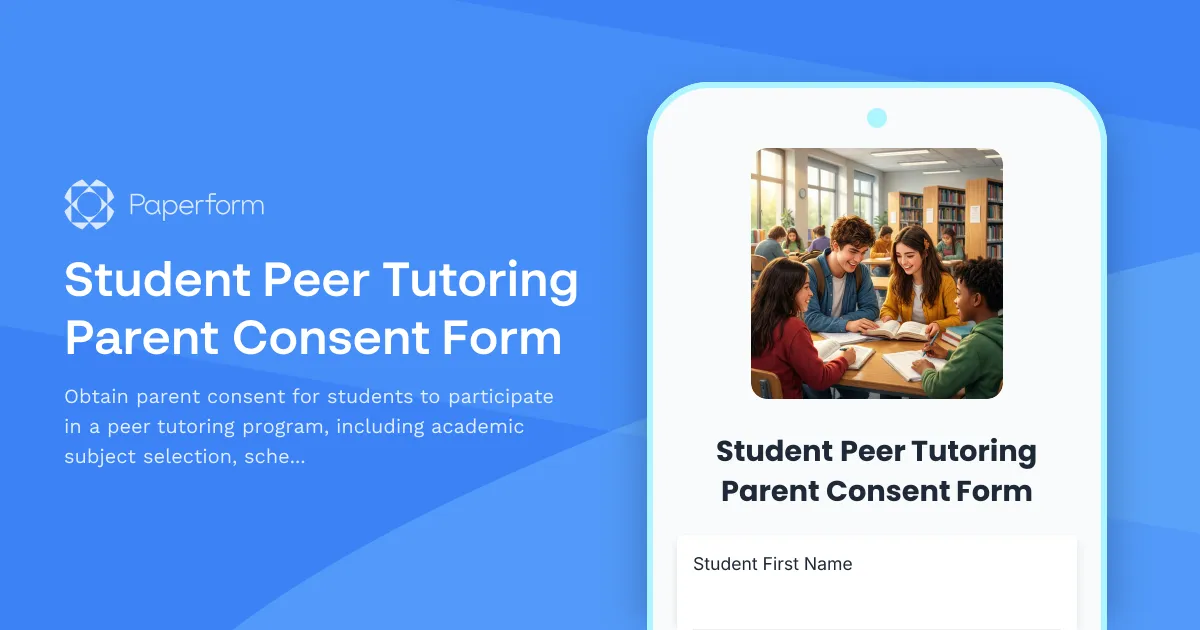 Student Peer Tutoring Parent Consent Form
