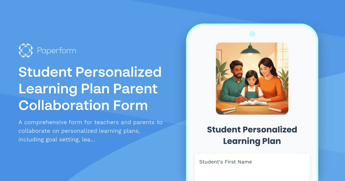 Student Personalized Learning Plan Parent Collaboration Form