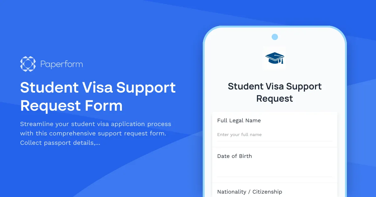 Student Visa Support Request Form