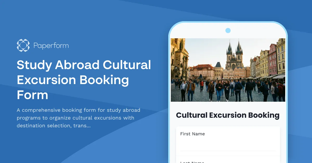 Study Abroad Cultural Excursion Booking Form
