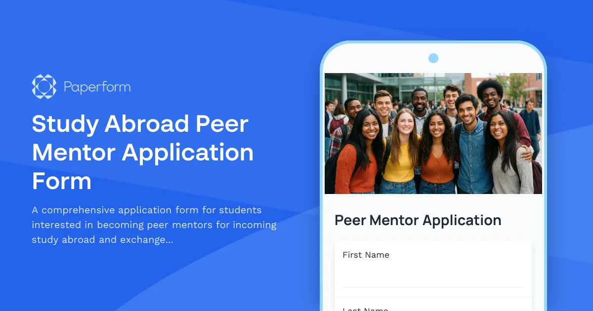 Study Abroad Peer Mentor Application Form