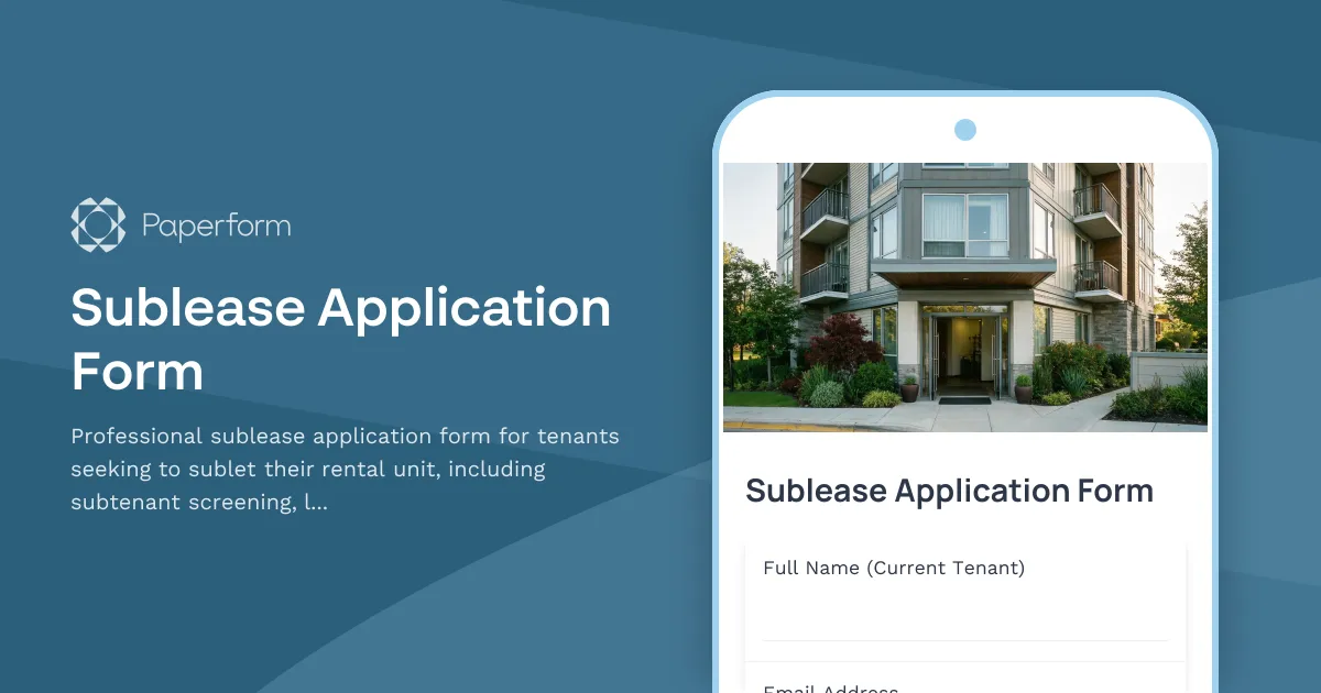Sublease Application Form