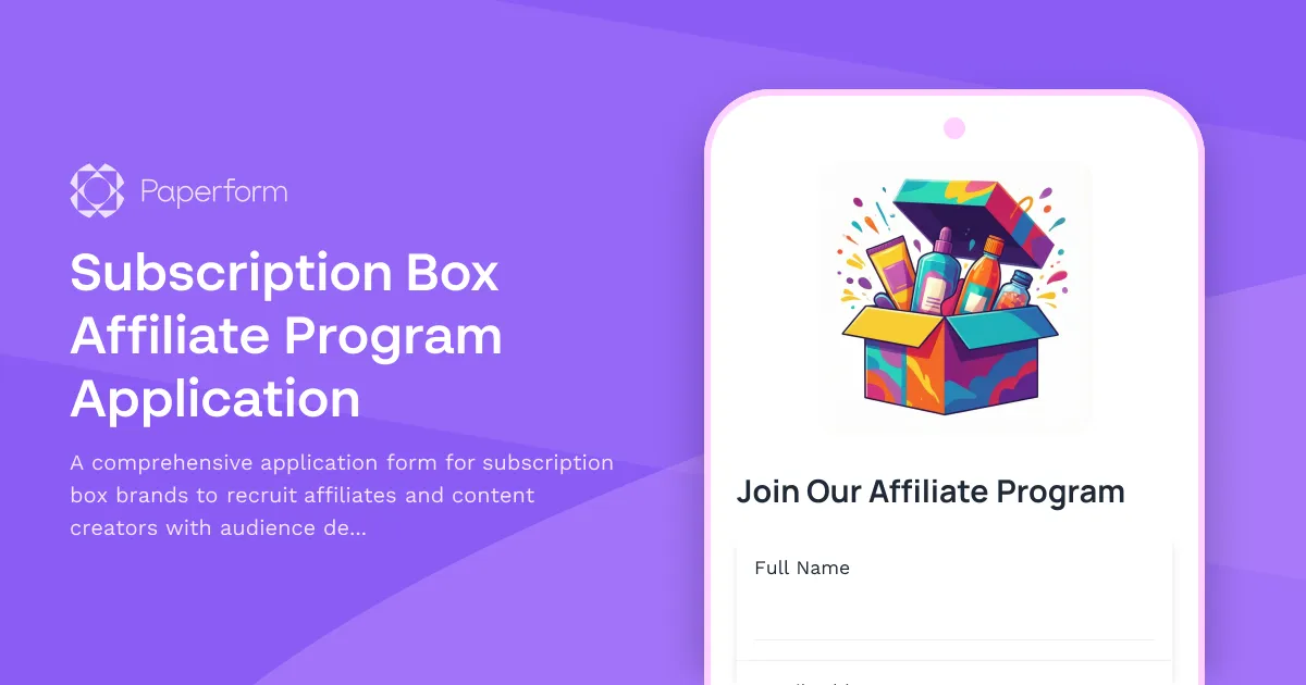 Subscription Box Affiliate Program Application