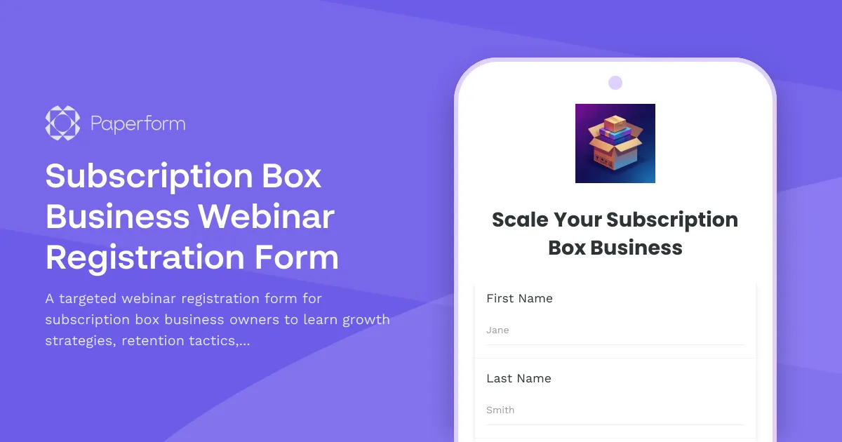 Subscription Box Business Webinar Registration Form
