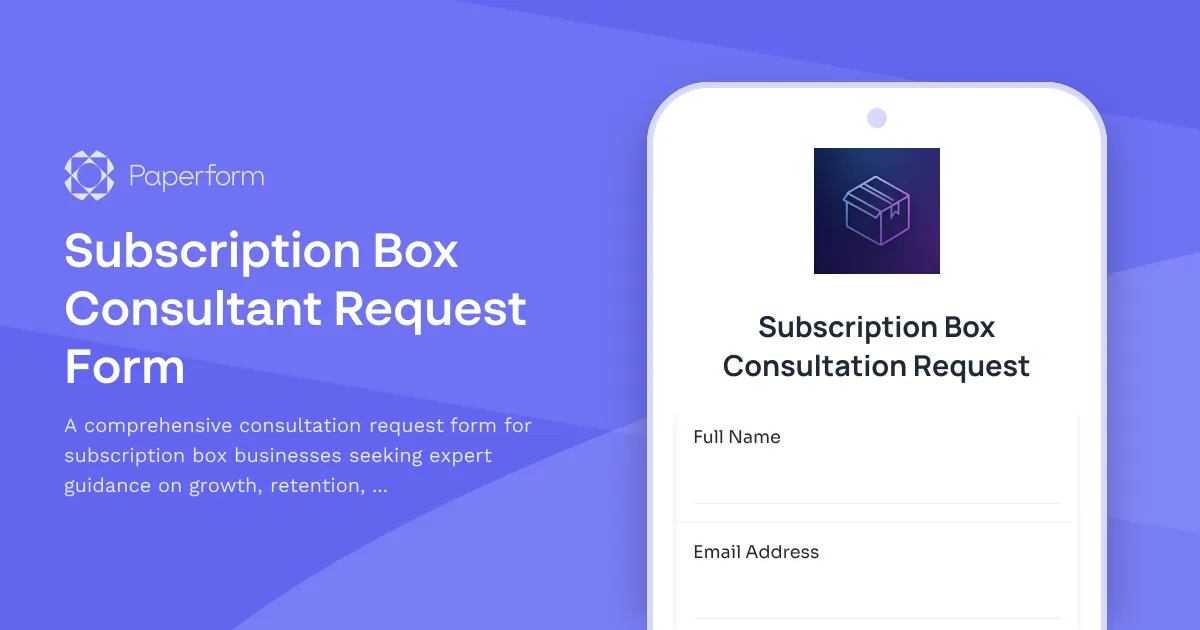 Subscription Box Consultant Request Form