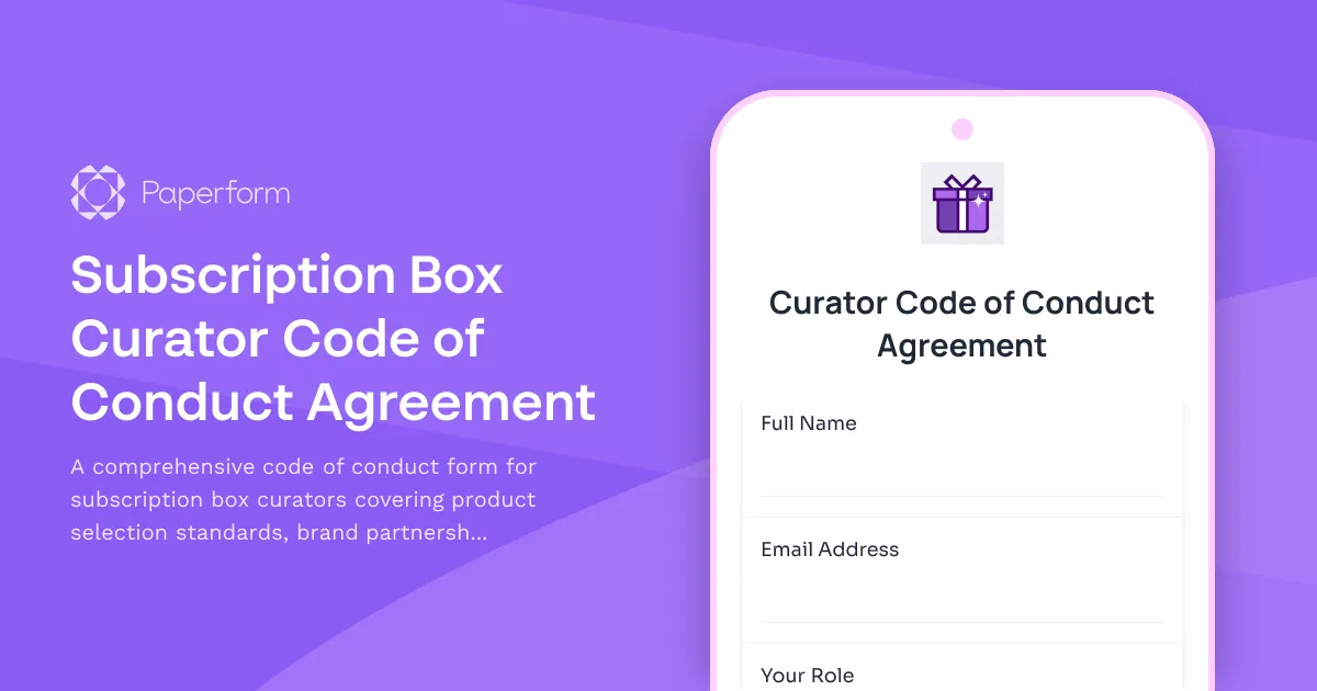 Subscription Box Curator Code of Conduct Agreement